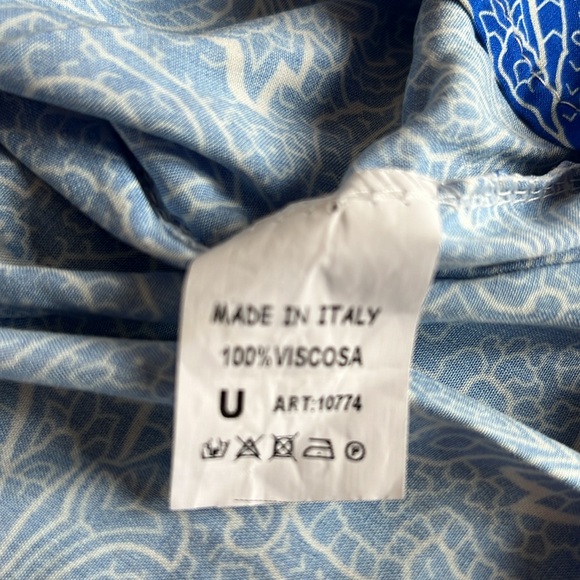 Pinup blue and white sleeveless babydoll blouse. Made in Italy Italian fabric - Picture 6 of 6